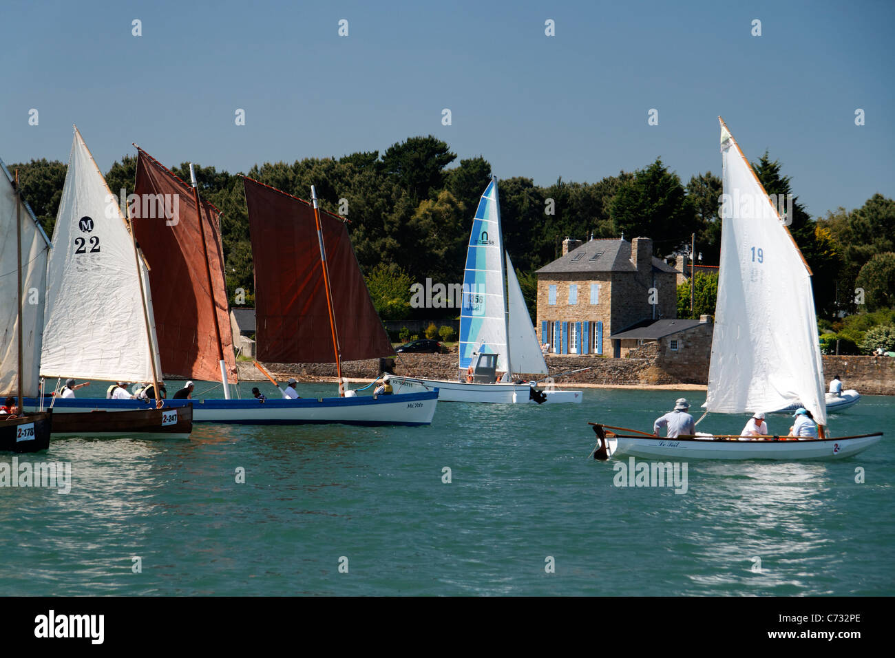 Regata, barche a vela (vela e Remo) , settimana del golfo di Morbihan, in Bretagna, Fran Foto Stock