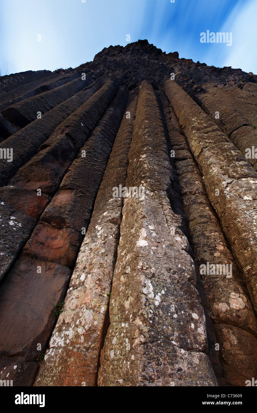 Colonne di basalto chiamato organo a canne a Giant's Causeway, County Antrim, Irlanda del Nord, Regno Unito Foto Stock