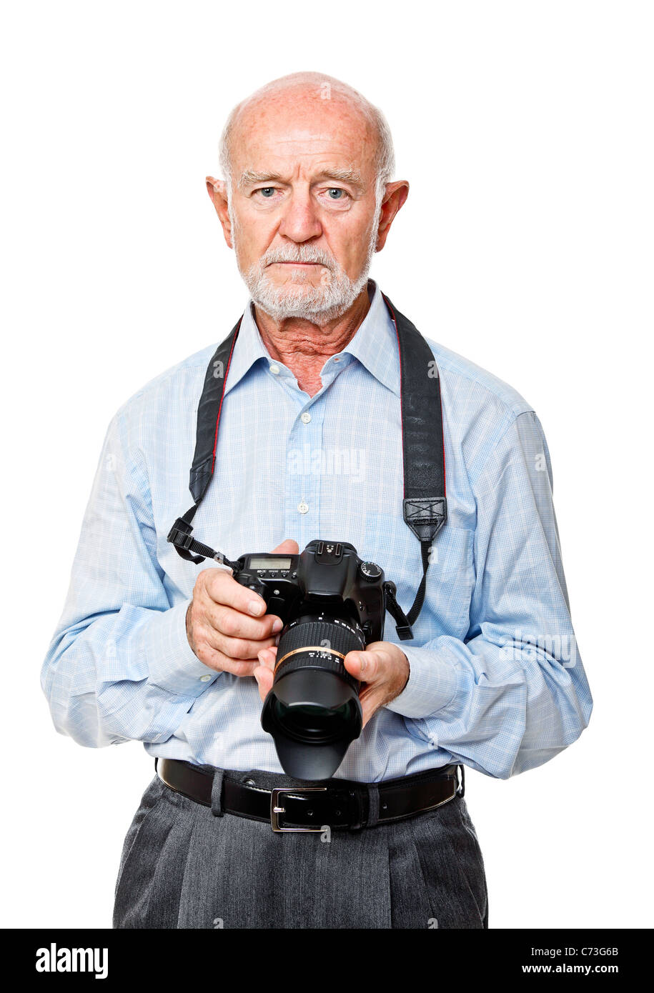 Ritratto di senior con la fotocamera Foto Stock