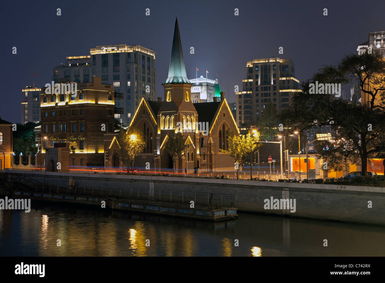 Suzhou Creek, chiesa, Shanghai, Cina Foto Stock