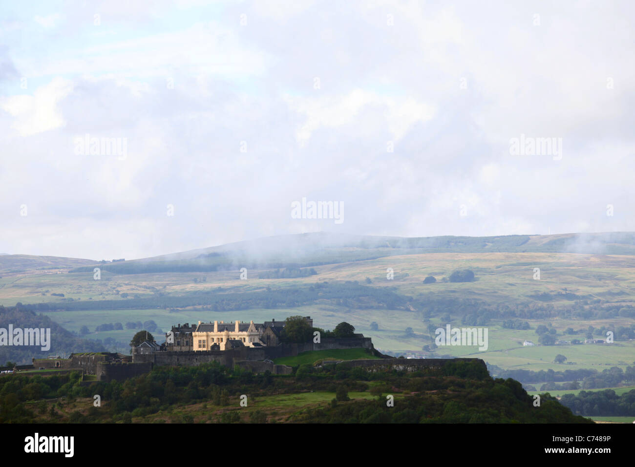 Appena pulito grande hall del Castello di Stirling da Abbey Craig Foto Stock