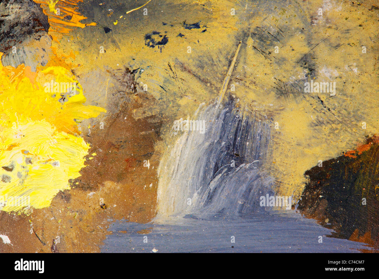 Le astrazioni di macchie di colori a olio Foto Stock