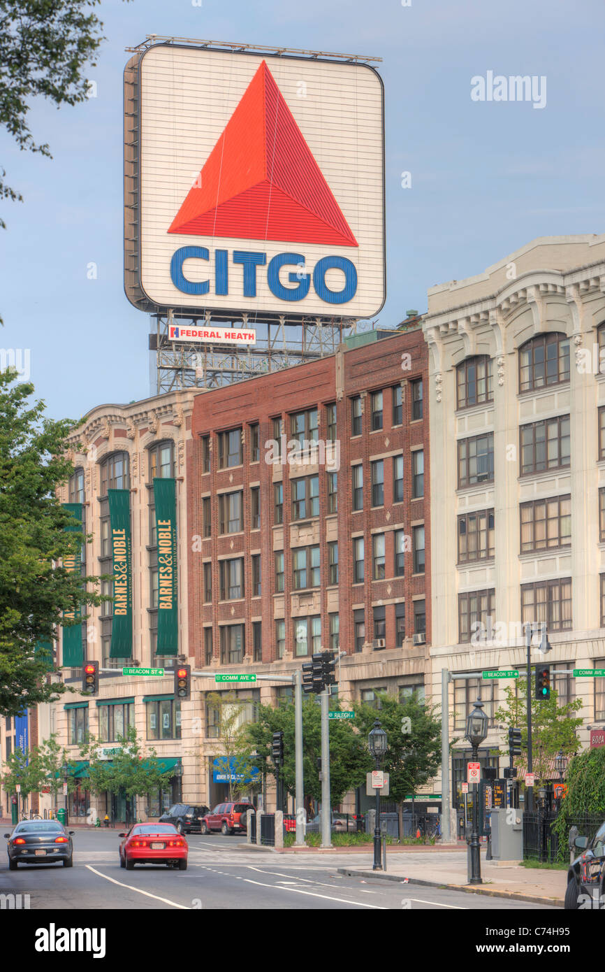 Il famoso CITGO segno a Kenmore Square di Boston, Massachusetts. Foto Stock