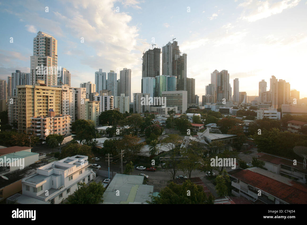 Vista della finanziaria e bancaria area della Città di Panama, attorno Marbella, visto dal Riu Hotel. Foto Stock