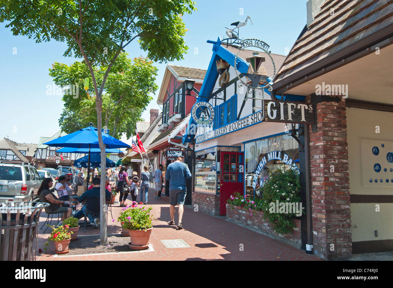 Solvang, danese di città in stile Santa Barbara County è una popolare attrazione turistica. Foto Stock