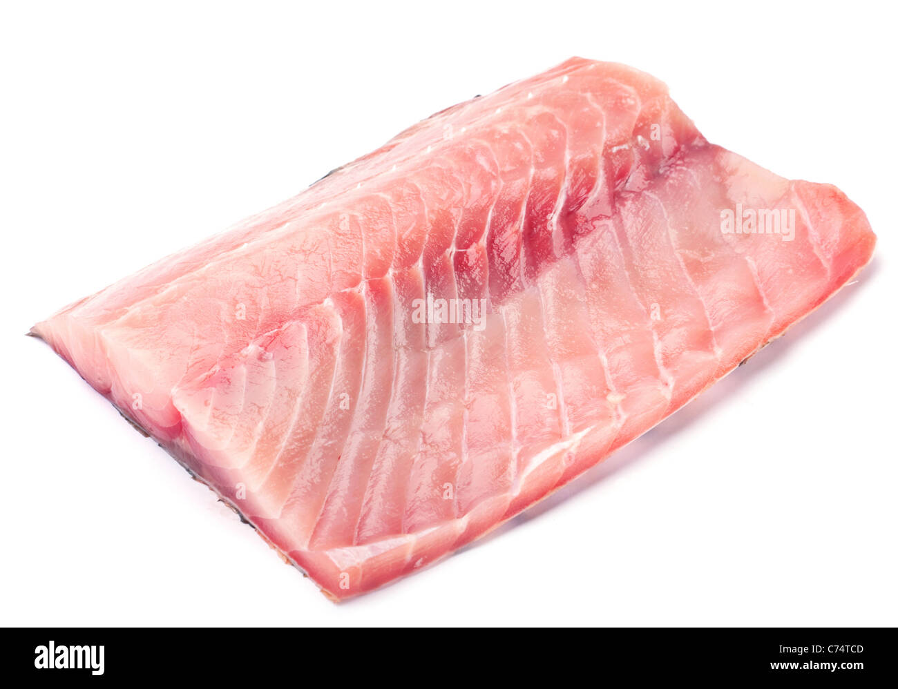 Argento filetto di carpe closeup isolato su bianco Foto Stock