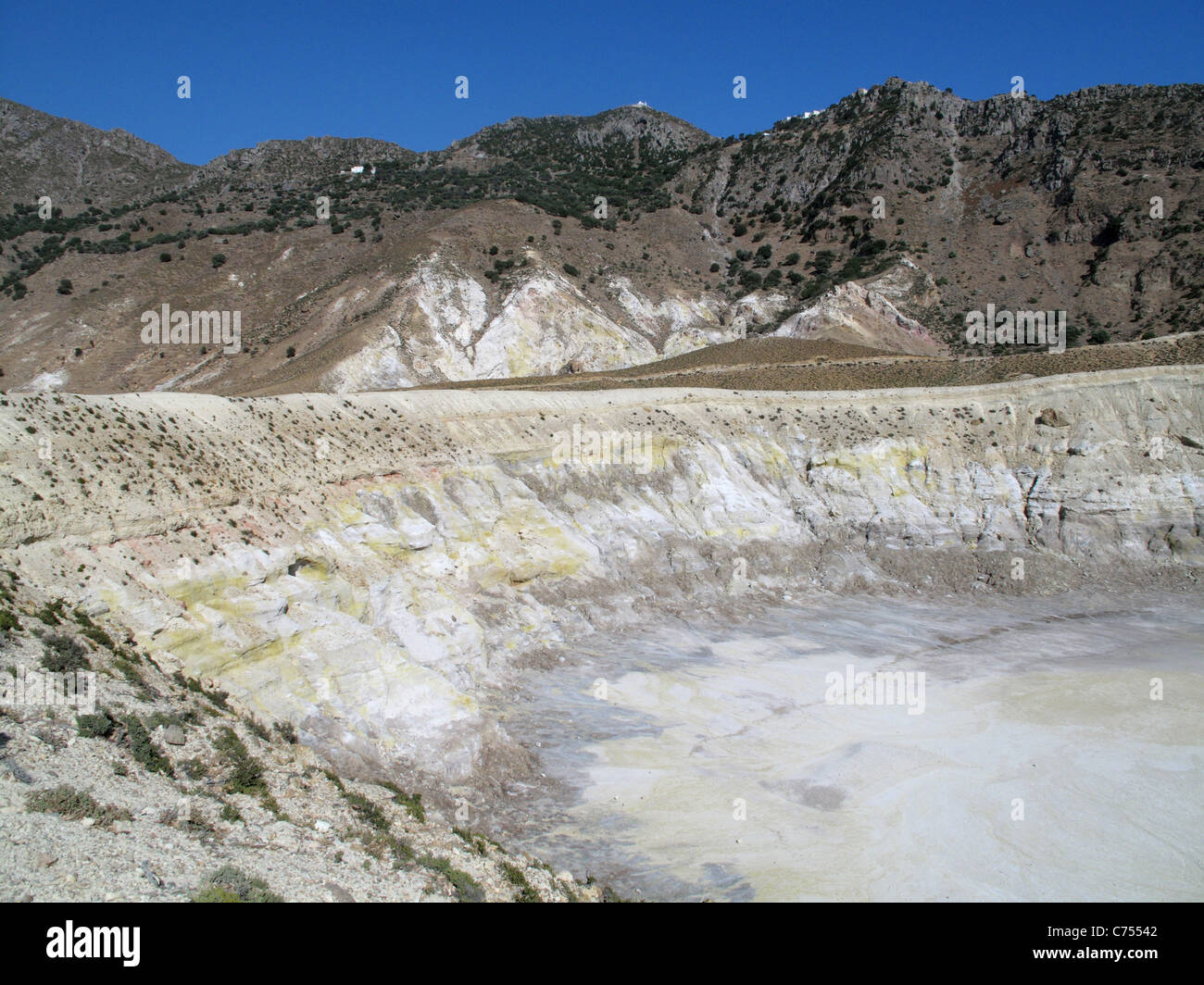 Caldera di Stéphanos vulcano sull isola di Nissiros nel Mar Egeo Isole greche Foto Stock