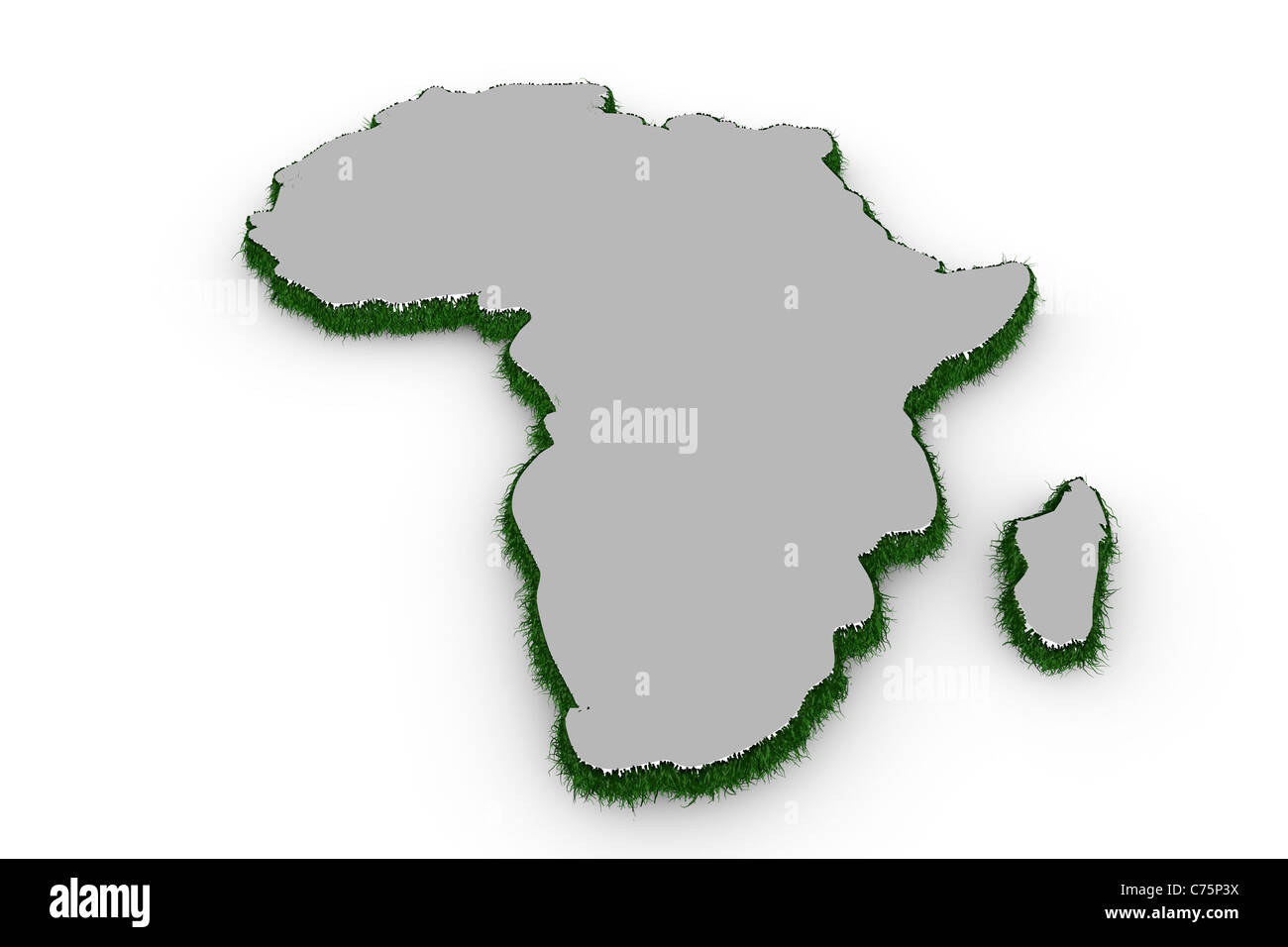Africa mappa con erba in 3D Foto Stock