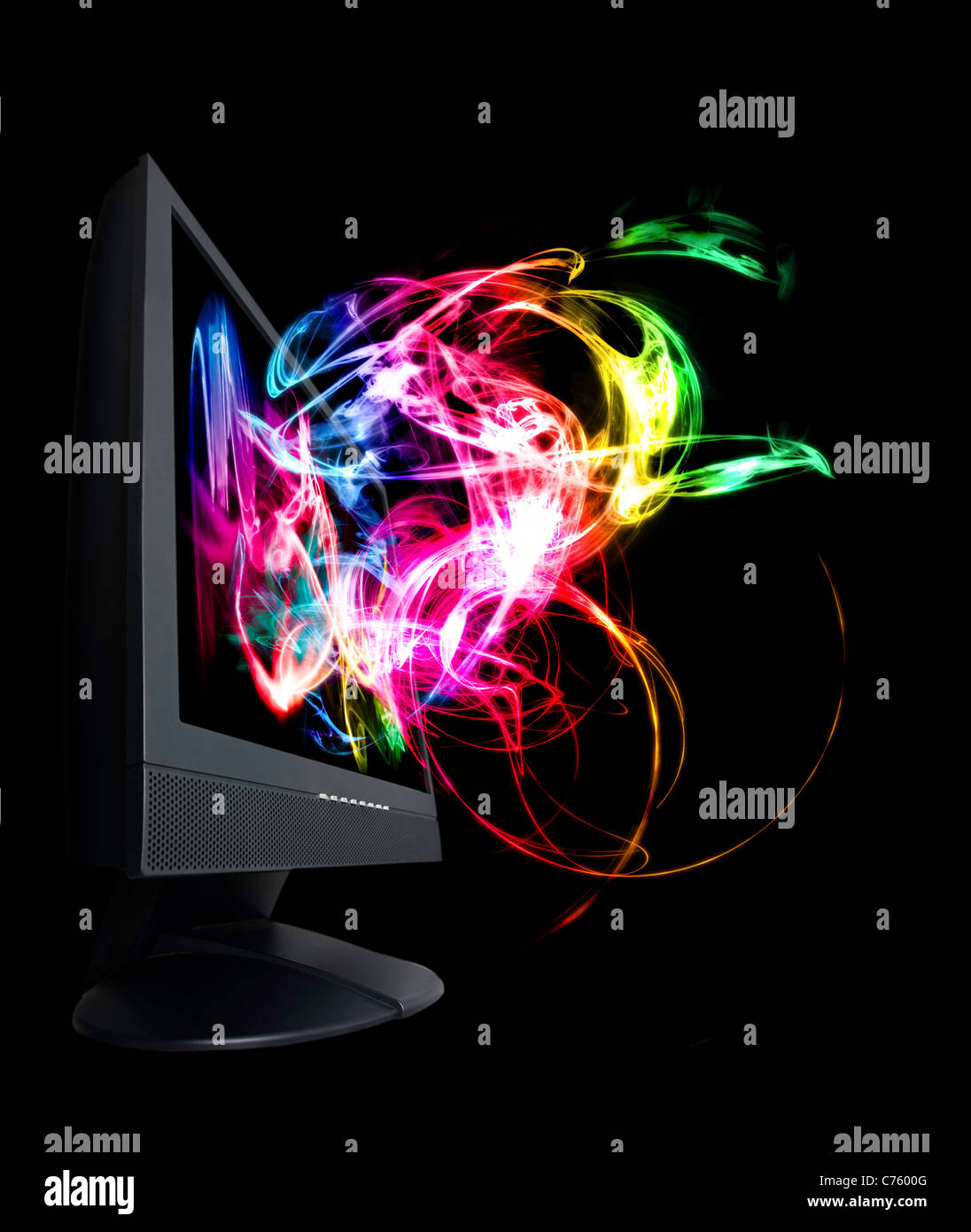 Monitor piena di colorati e magiche onde. Foto Stock