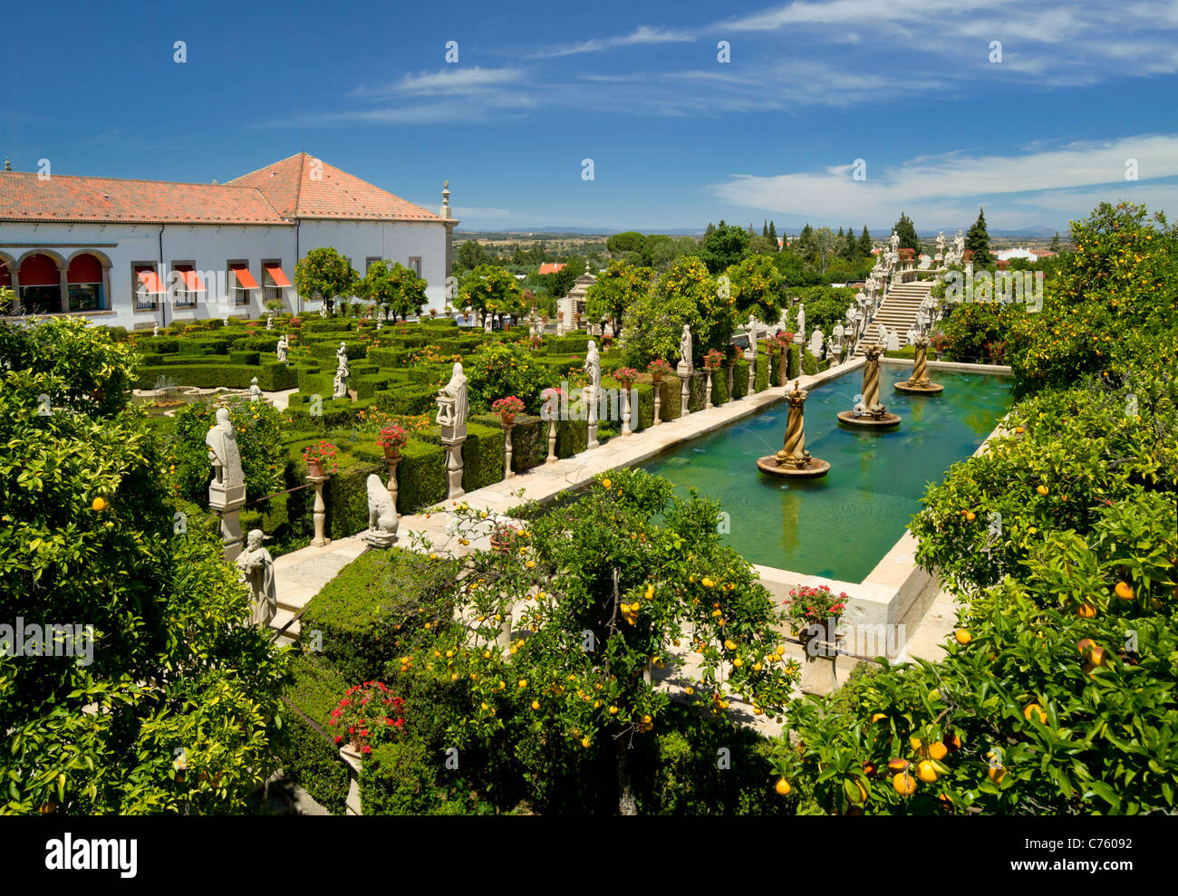 Il Portogallo centrale, la Beira Baixa district, il Castelo Branco. Il ornamentali giardini episcopale (Jardim do Paco episcopale) Foto Stock