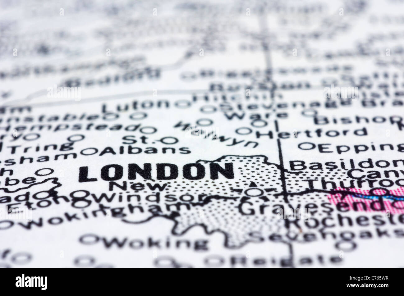 Close up London sulla mappa. Foto Stock