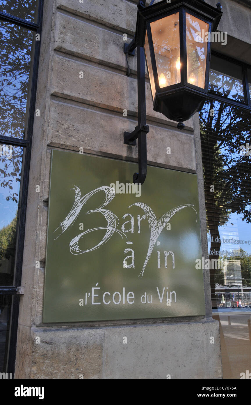 Wine bar scuola di vino Bordeaux Gironde Aquitaine Francia Foto Stock