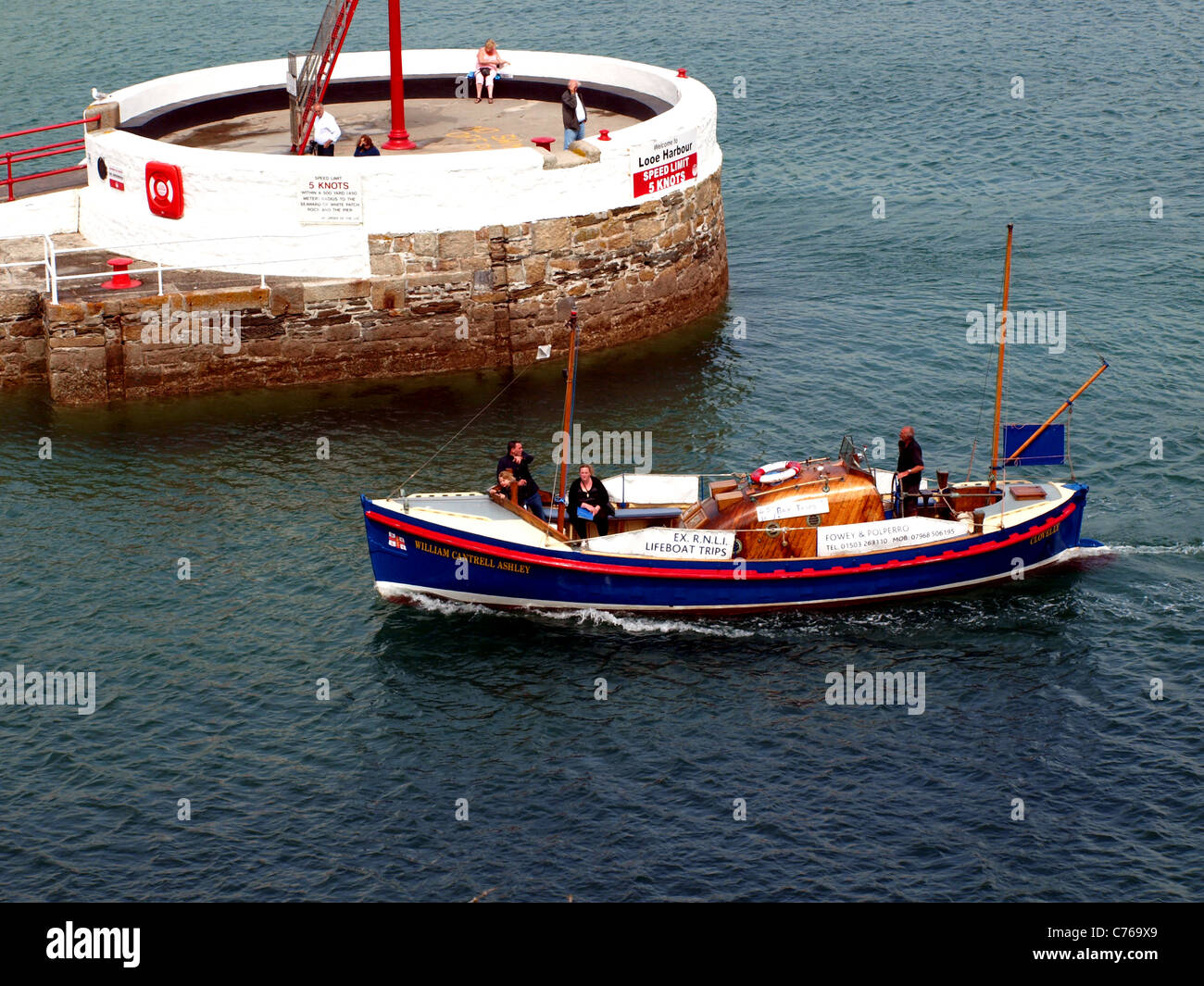 Scialuppa di salvataggio vecchio viaggio, Looe.Cornwall. Foto Stock