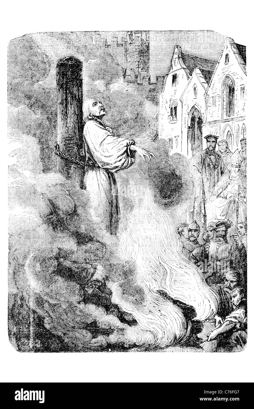 La masterizzazione di Thomas Cranmer riforma inglese arcivescovo di Canterbury Chiesa inglese realm fiamme Signore Gesù la religione esecuzione Foto Stock