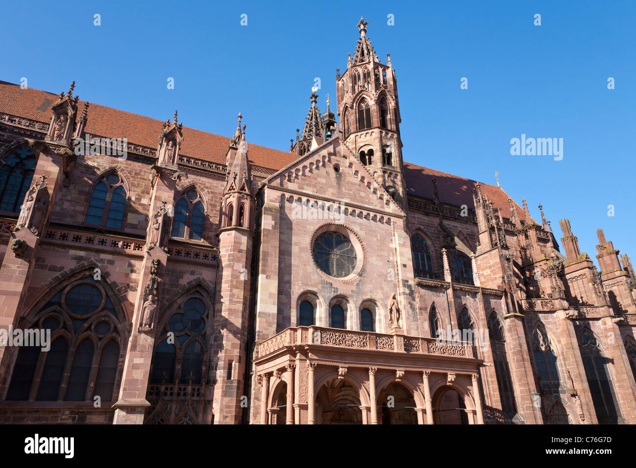 Cattedrale, Cattedrale di Freiburg im Breisgau, foresta nera, BADEN-WURTTEMBERG, Germania Foto Stock