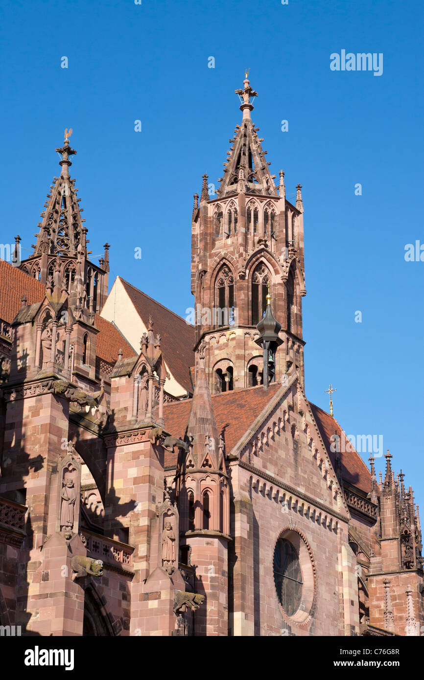 Cattedrale, Cattedrale di Freiburg im Breisgau, foresta nera, BADEN-WURTTEMBERG, Germania Foto Stock