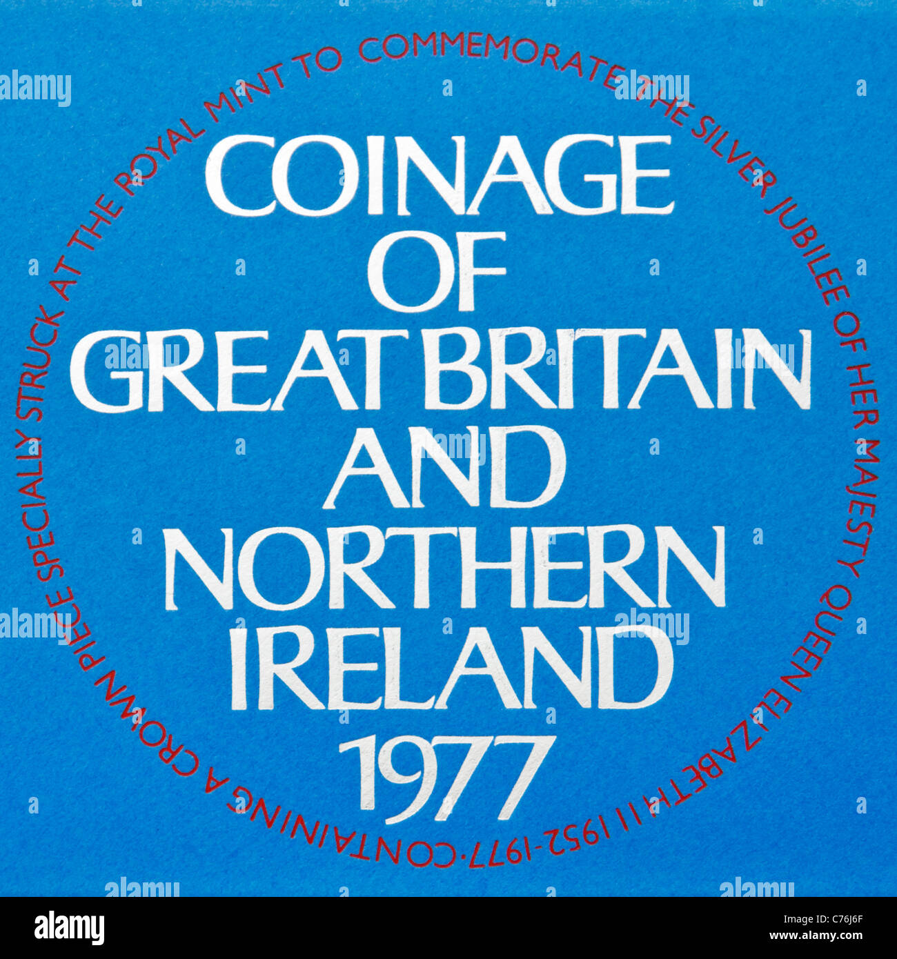 Royal Mint 1977 Monetazione di Gran Bretagna e Irlanda del Nord Foto Stock