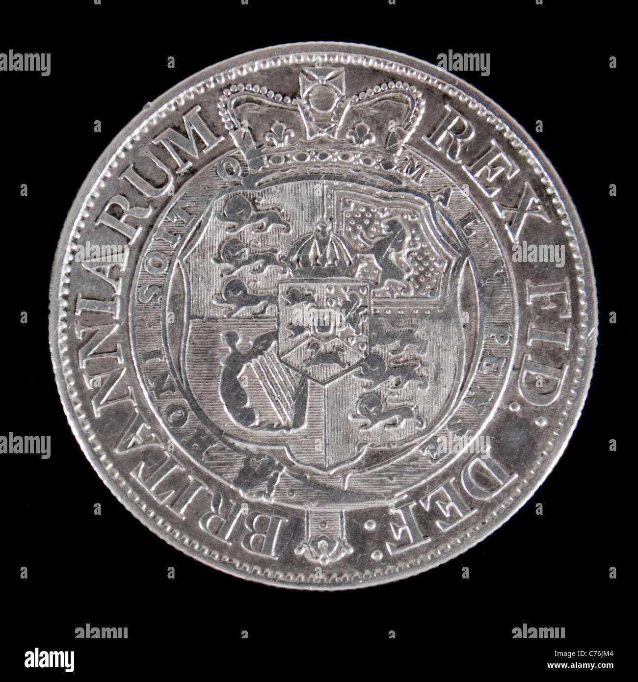1819 antique George III Silver mezza corona moneta (retromarcia) Foto Stock
