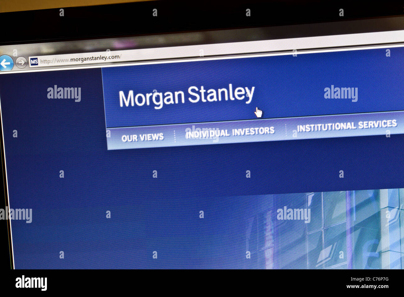 Morgan Stanley bank sito web sullo schermo del computer Foto Stock