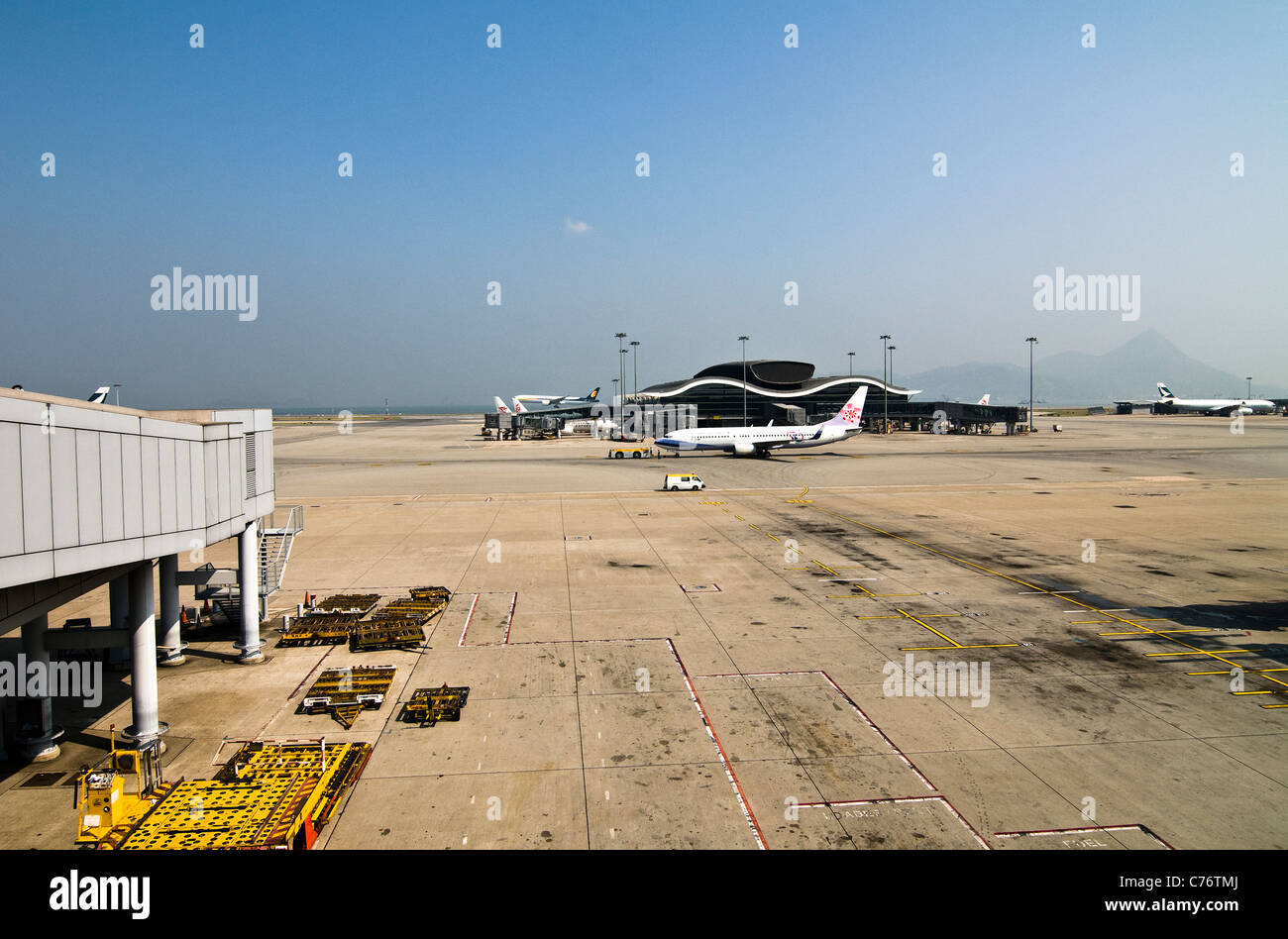 Una vista di Hong Kong international airport. Foto Stock