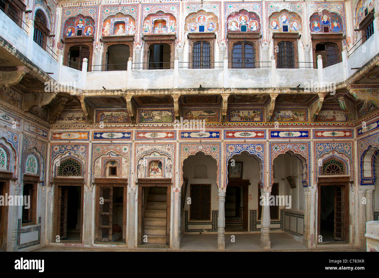 Morarka Nawalgarh Haveli Shekhawati nord India Rajasthan Foto Stock