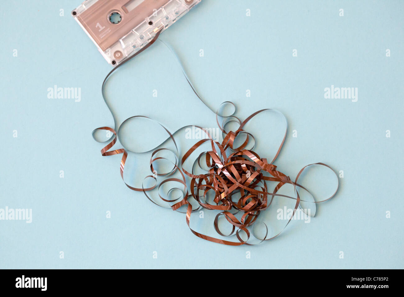 Riproduttore di cassette con nastro svolto Foto Stock