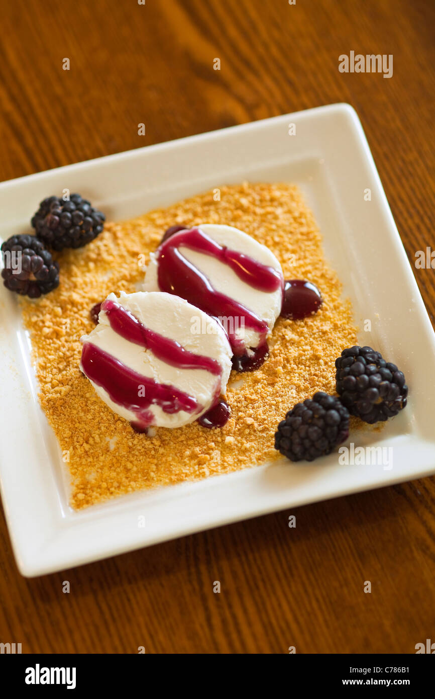 Fresco formaggio chevre rabboccato con jelly su letto di graham crackers, Avant Tapas e Vino, Buellton, Santa Ynez Valley, California Foto Stock