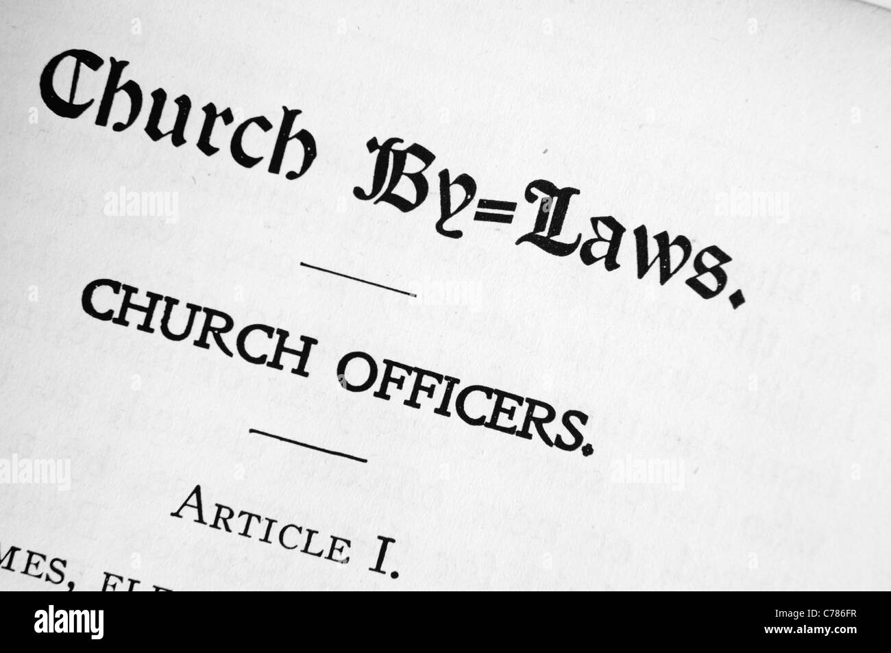 La scienza cristiana la Chiesa dalla legge nella Chiesa manuale da Mary Baker Eddy Foto Stock