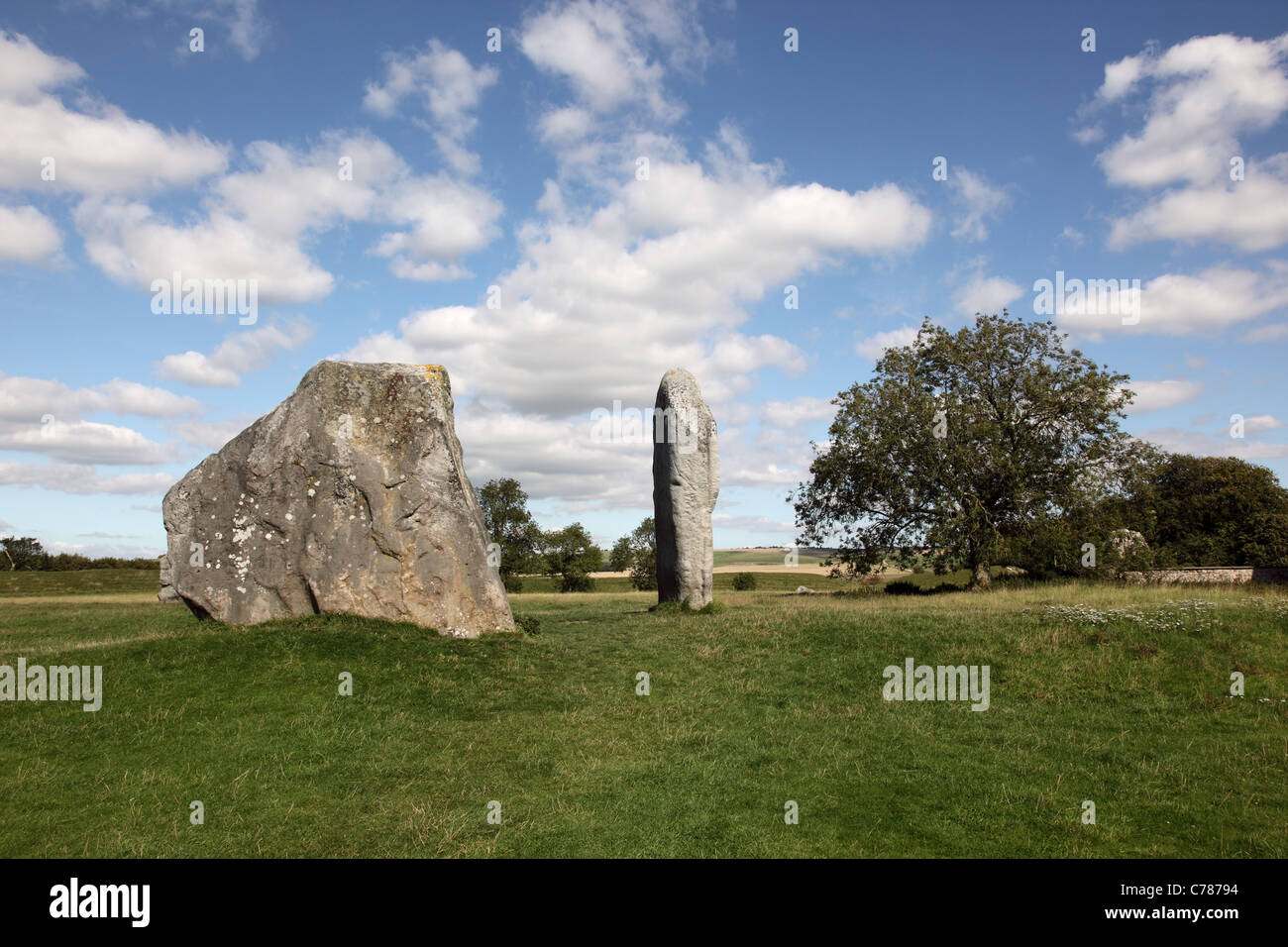 Cerchio di pietra di Avebury in Wiltshire, Inghilterra. Sito patrimonio dell'umanità dell'UNESCO, Regno Unito Foto Stock