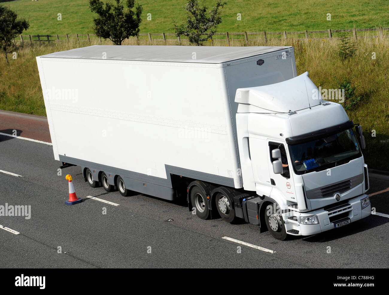 Renault Premium carrello con elevata capacità di double deck rimorchio Foto Stock