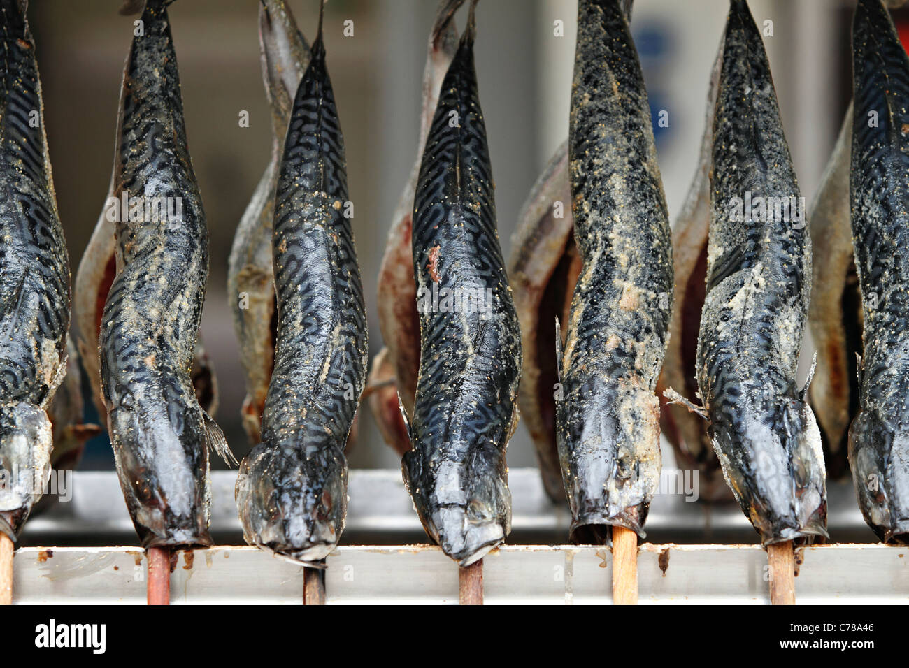 Pesce su un bastone, cibo tradizionale tedesco Foto stock - Alamy