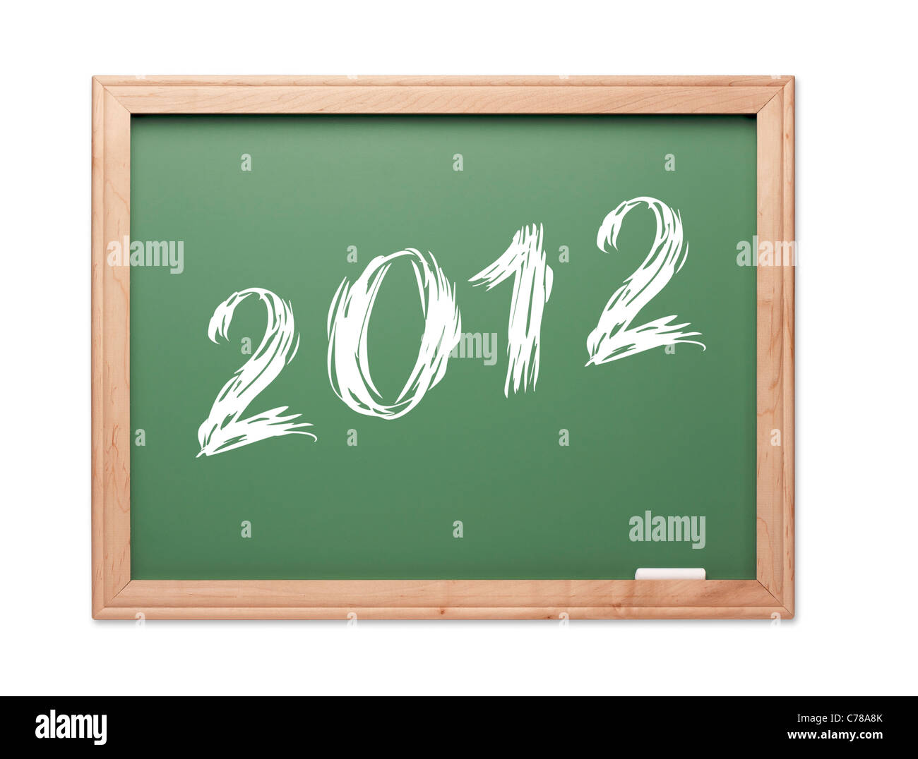 2012 Green Chalk Board su uno sfondo bianco. Foto Stock