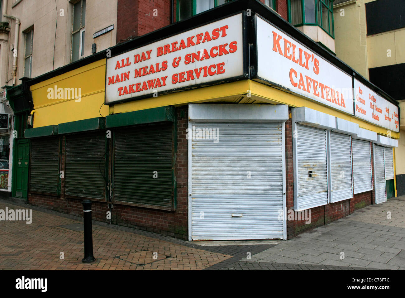 Cllosed fino Diner in Blackpool Lancs Foto Stock