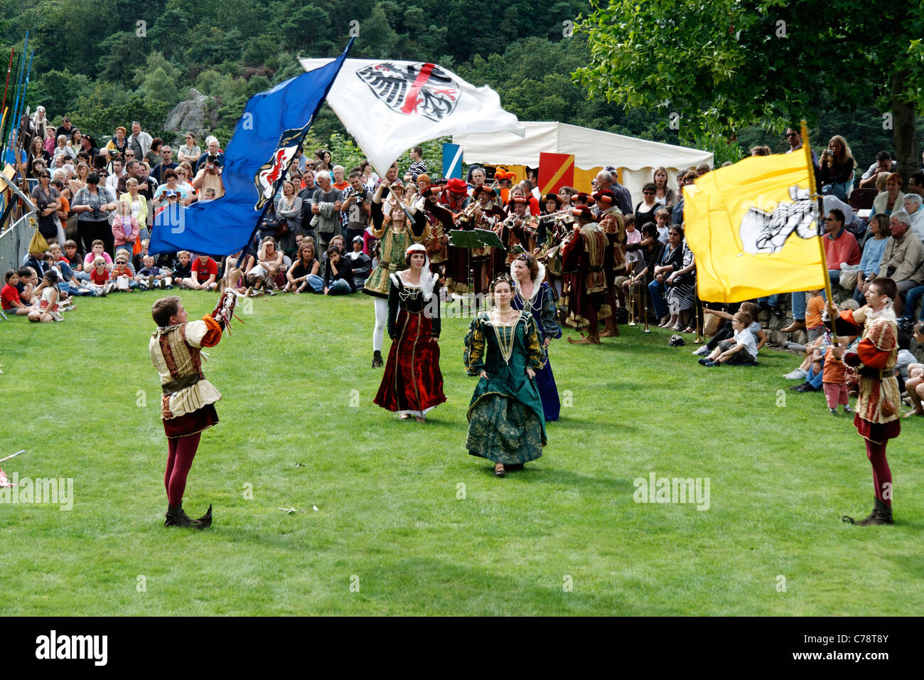 Festa medievale in Domfront (Orne, in Normandia, Francia). Foto Stock