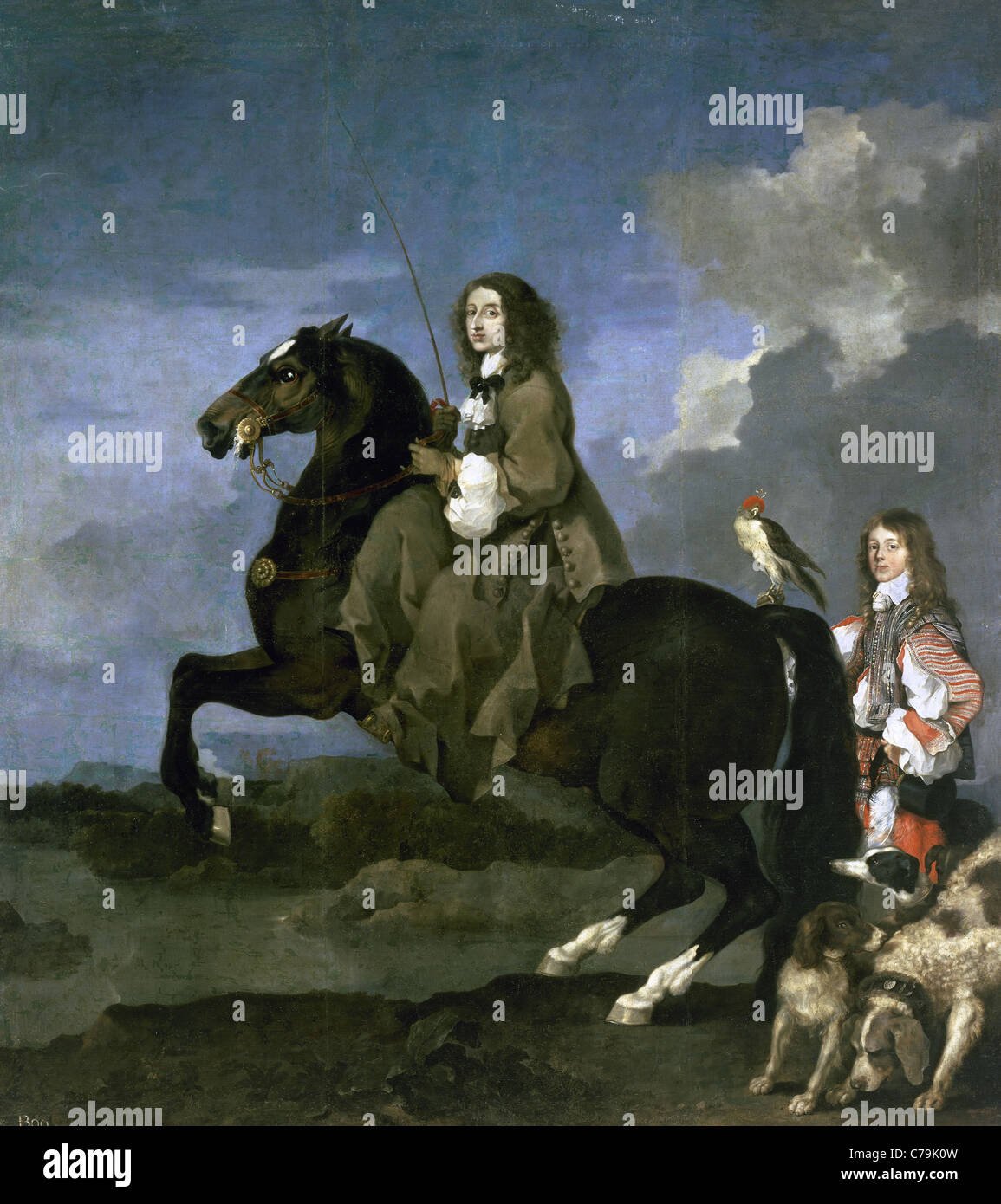 Cristina di Svezia (1626-1689). Cristina di Svezia a cavallo. 1653-1654. Ritratto di Sébastien Bourdon. Il Museo del Prado. Spagna Foto Stock