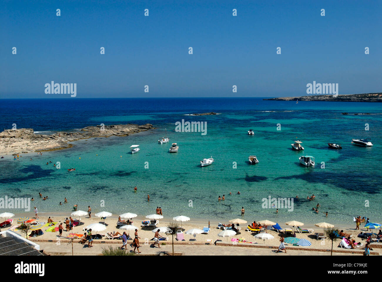 Playa Es Pujol, Formentera, Baleari, Spagna Foto Stock