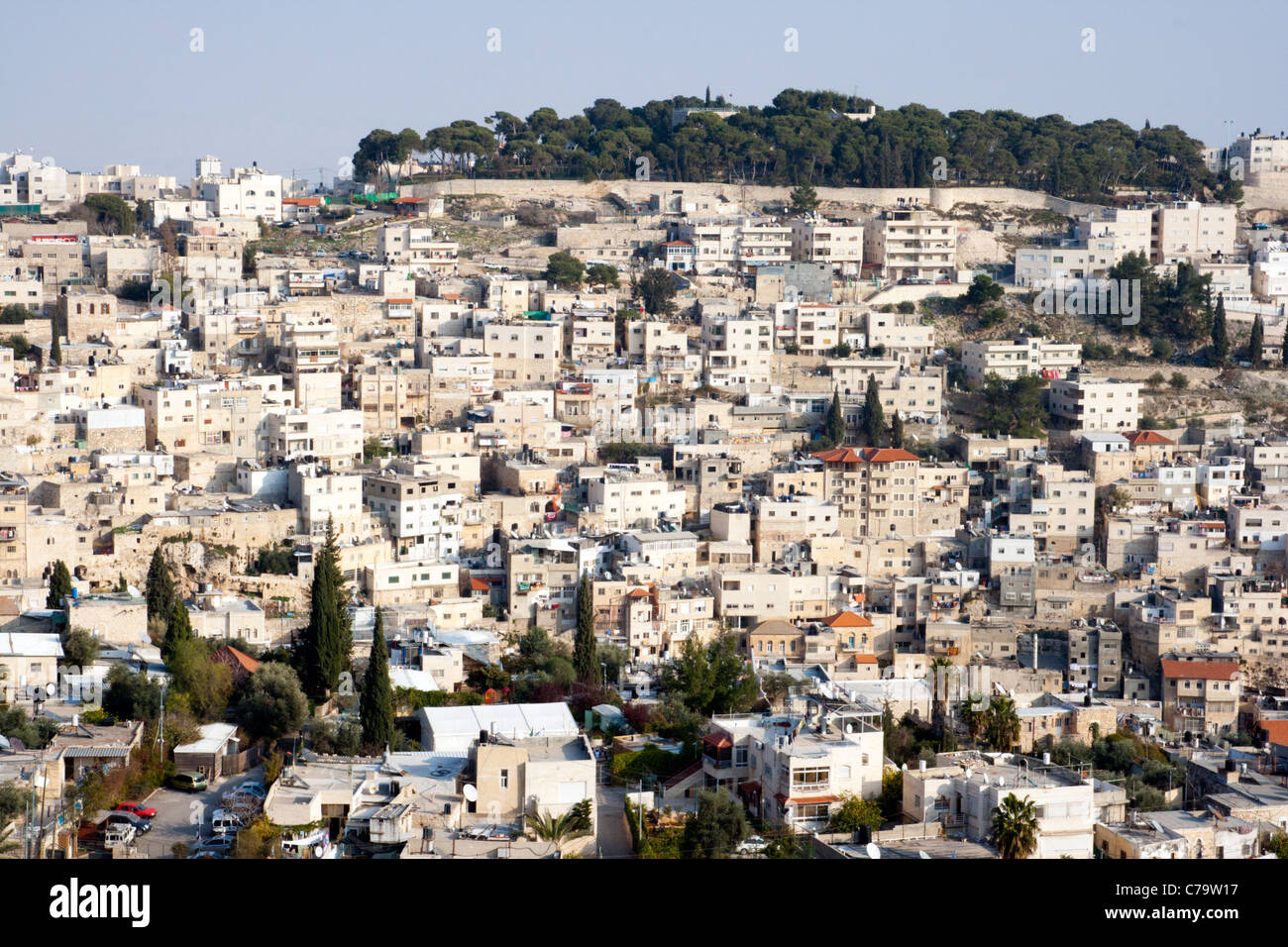 Vista sulla periferia di Gerusalemme, Israele Foto Stock