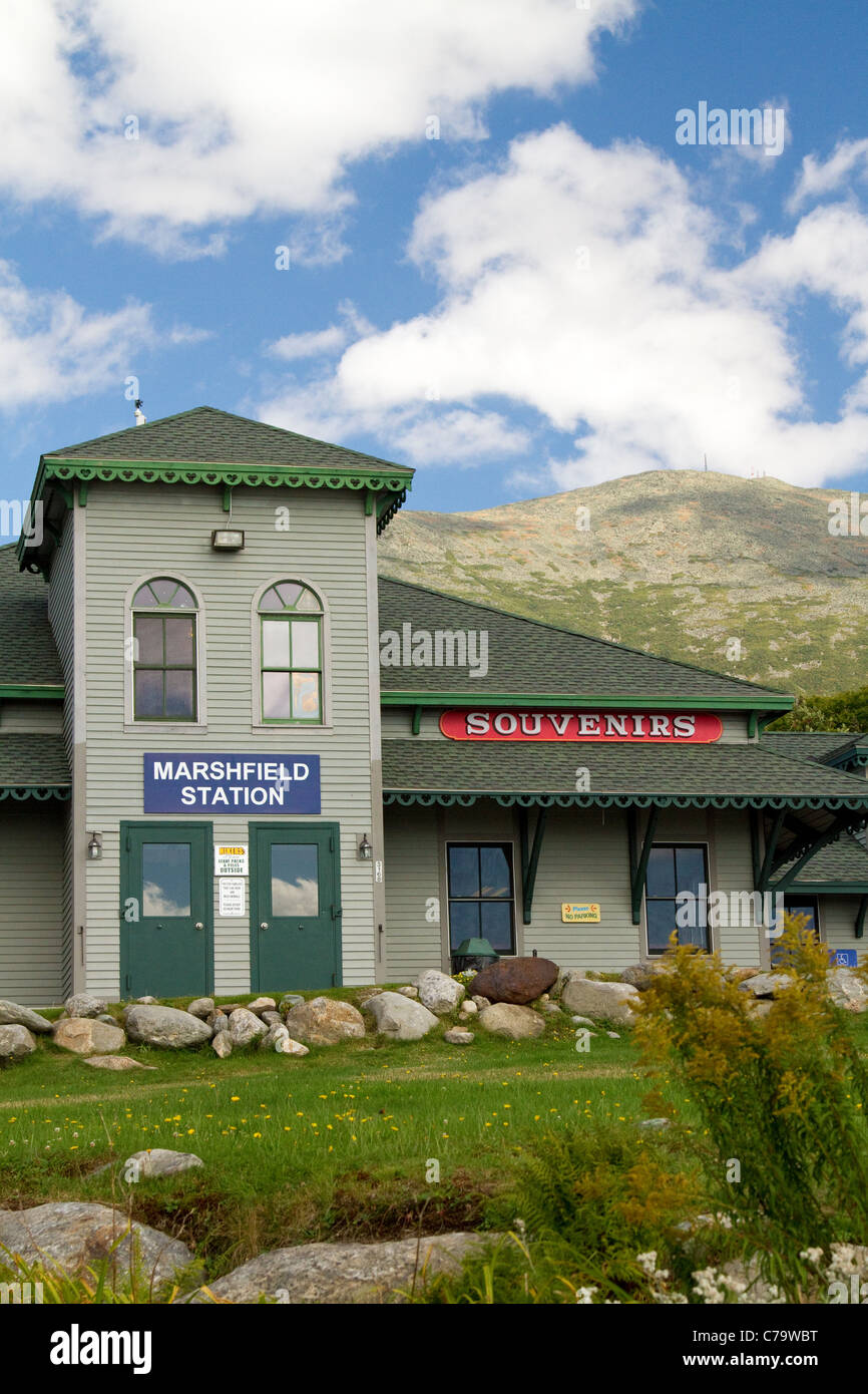 Mount Washington Cog Railway che porta i turisti fino alla vetta del Monte Washington nelle White Mountains, New Hampshire, New England. Foto Stock