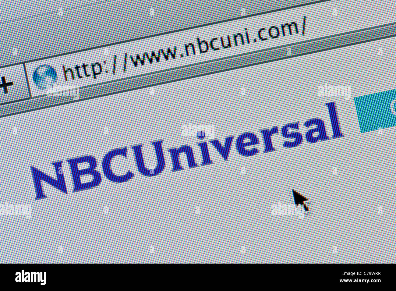 Close up della NBC Universal logo come visto sul suo sito web. (Solo uso editoriale: -print, TV, e-book e Redazione sito web). Foto Stock