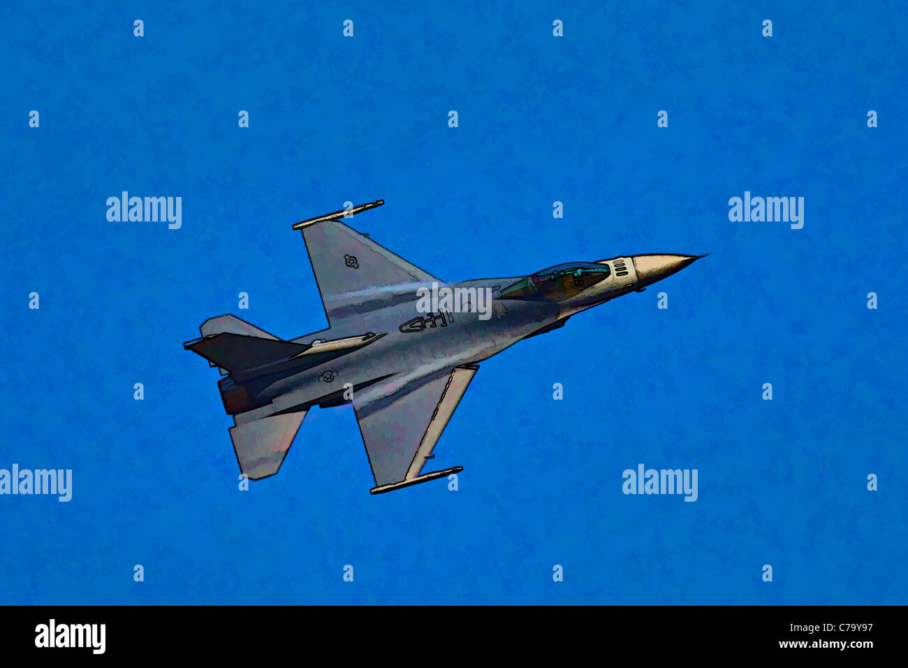 Pittura per effetto di una Forza Aerea F16 Fighting Falcon in volo durante Air Show - Thunder su Louisville - Louisville, Kentucky Foto Stock