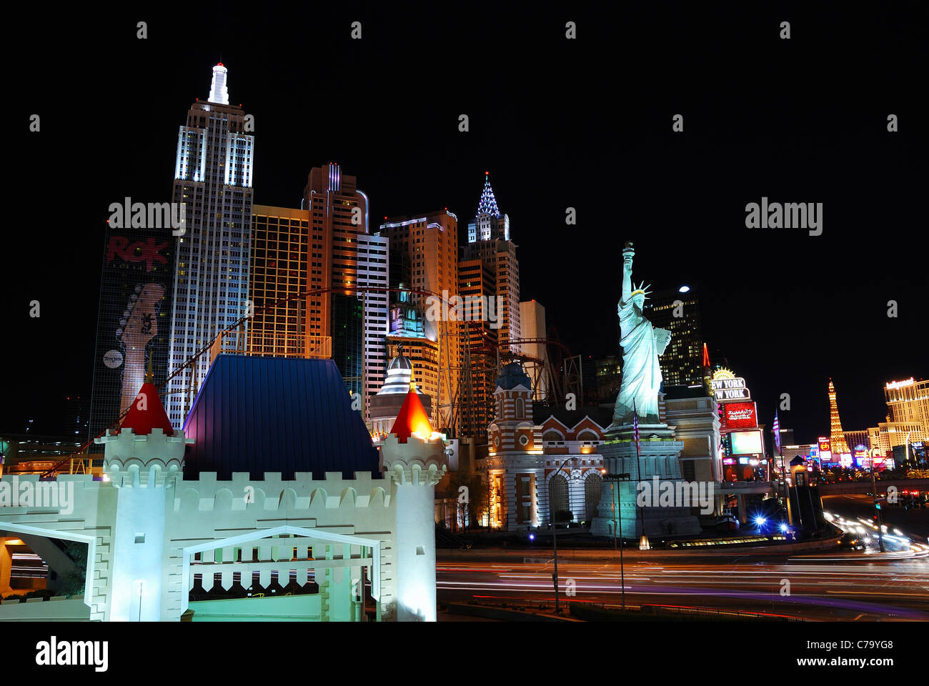 Las Vegas vista notturna sulla striscia. Foto Stock