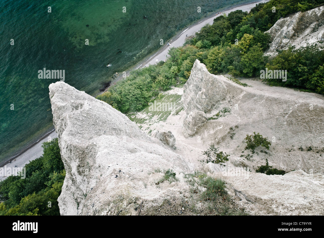 Ex sito dell Wissower Klinken scogliere cretaceo, rocce, chalk cliffs, Jasmund National Park, Ruegen isola, Germania Foto Stock