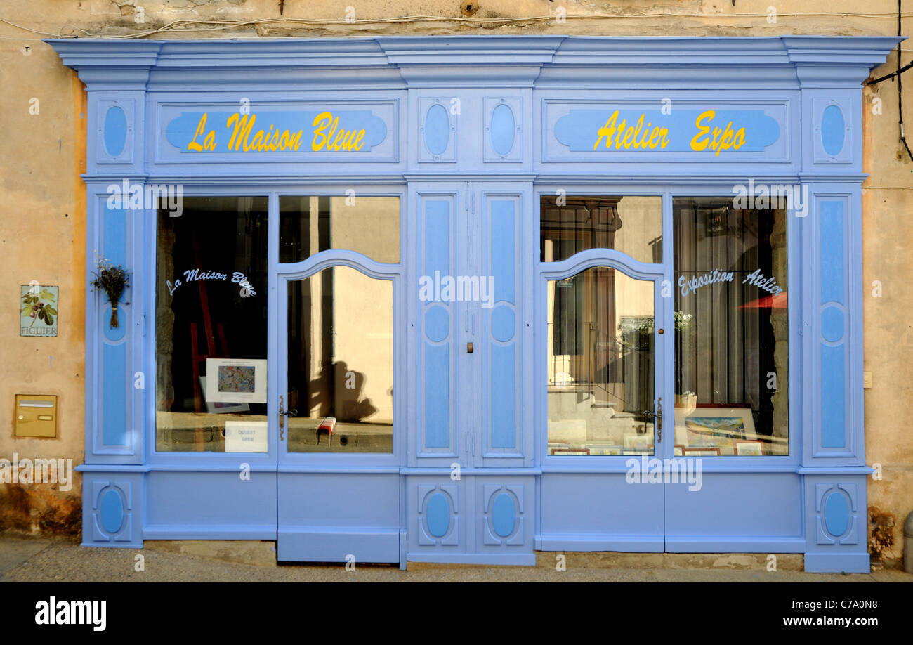 La Maison Bleue Atelier Expo di Sault, dipartimento di Vaucluse nella regione della Provenza, Francia Foto Stock