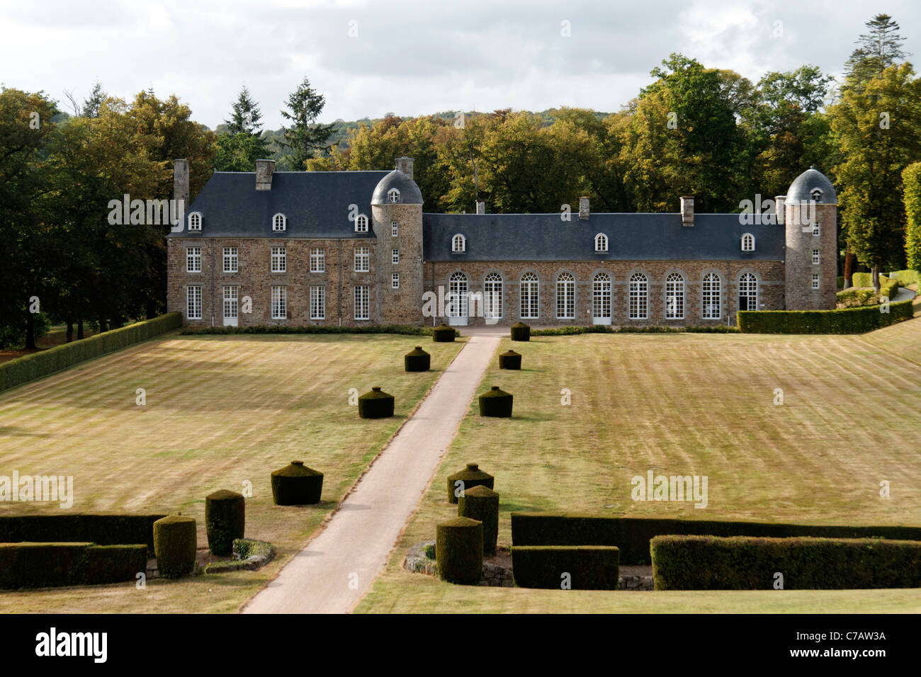 Pontécoulant castello del XIV secolo (Condé sur Noireau, Calvados, Normandia, Francia). Foto Stock