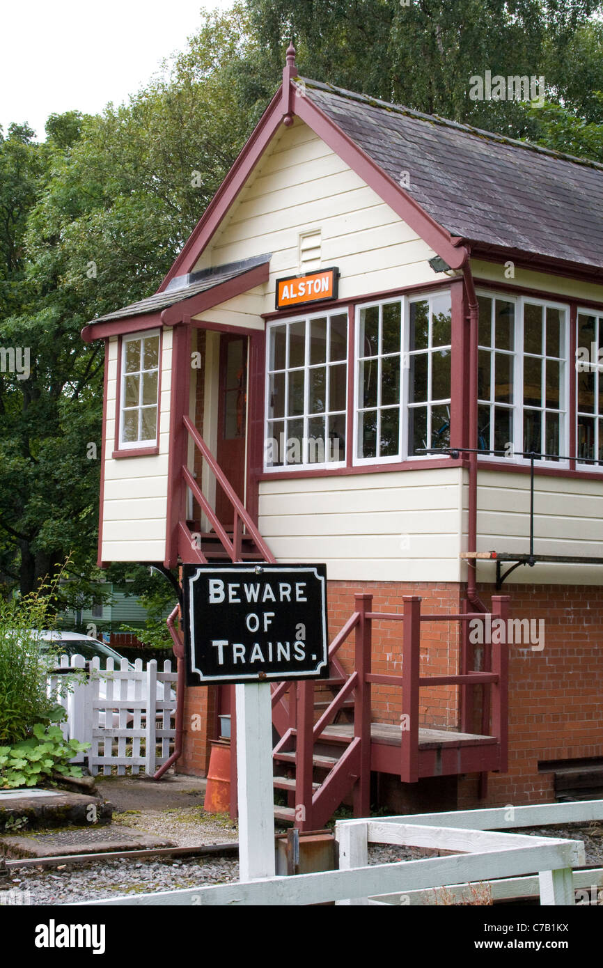 La casella segnale alla stazione di Alston Foto Stock