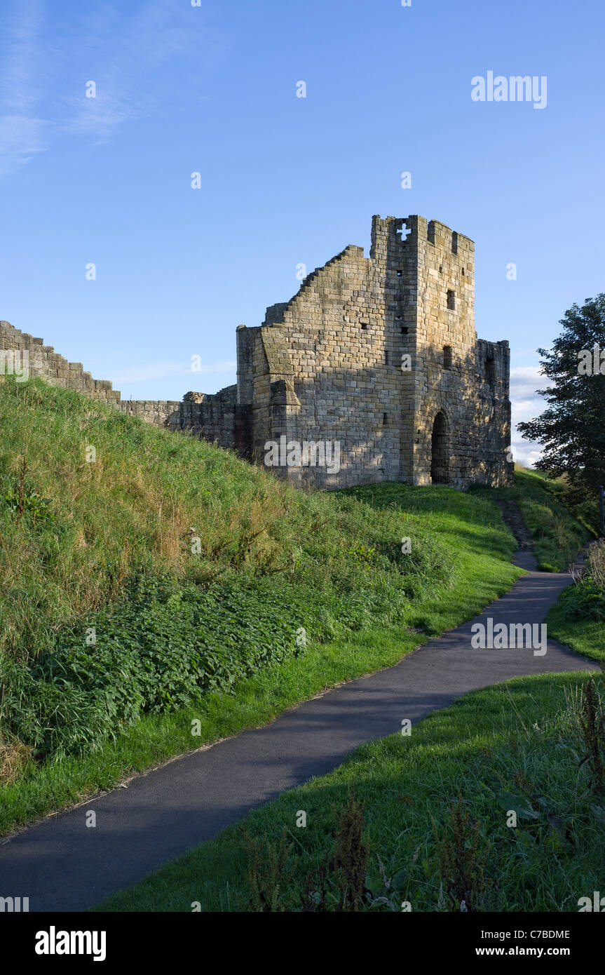 Le merlature a Warkworth Castle Foto Stock