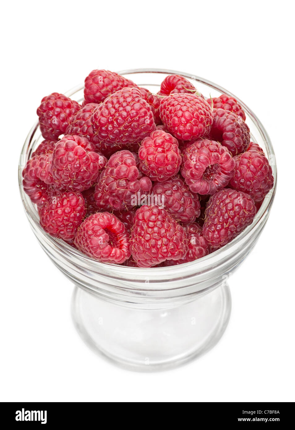 Dolce frutta Lampone closeup in stoviglie di vetro Foto Stock