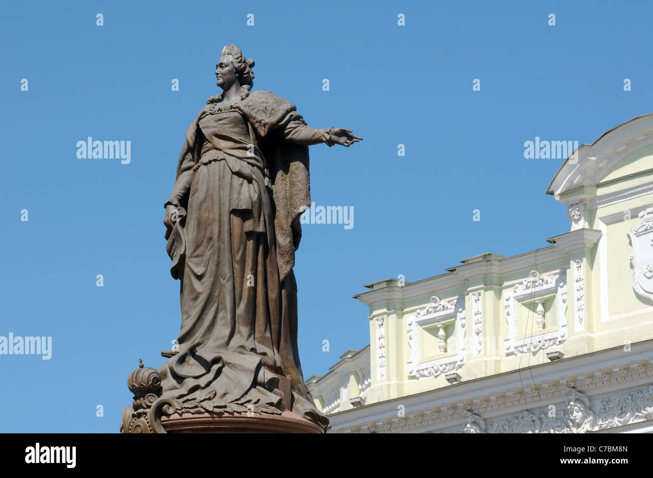 Il monumento in bronzo di Caterina la Grande, imperatrice di Russia, Odessa, Ucraina, Europa Foto Stock