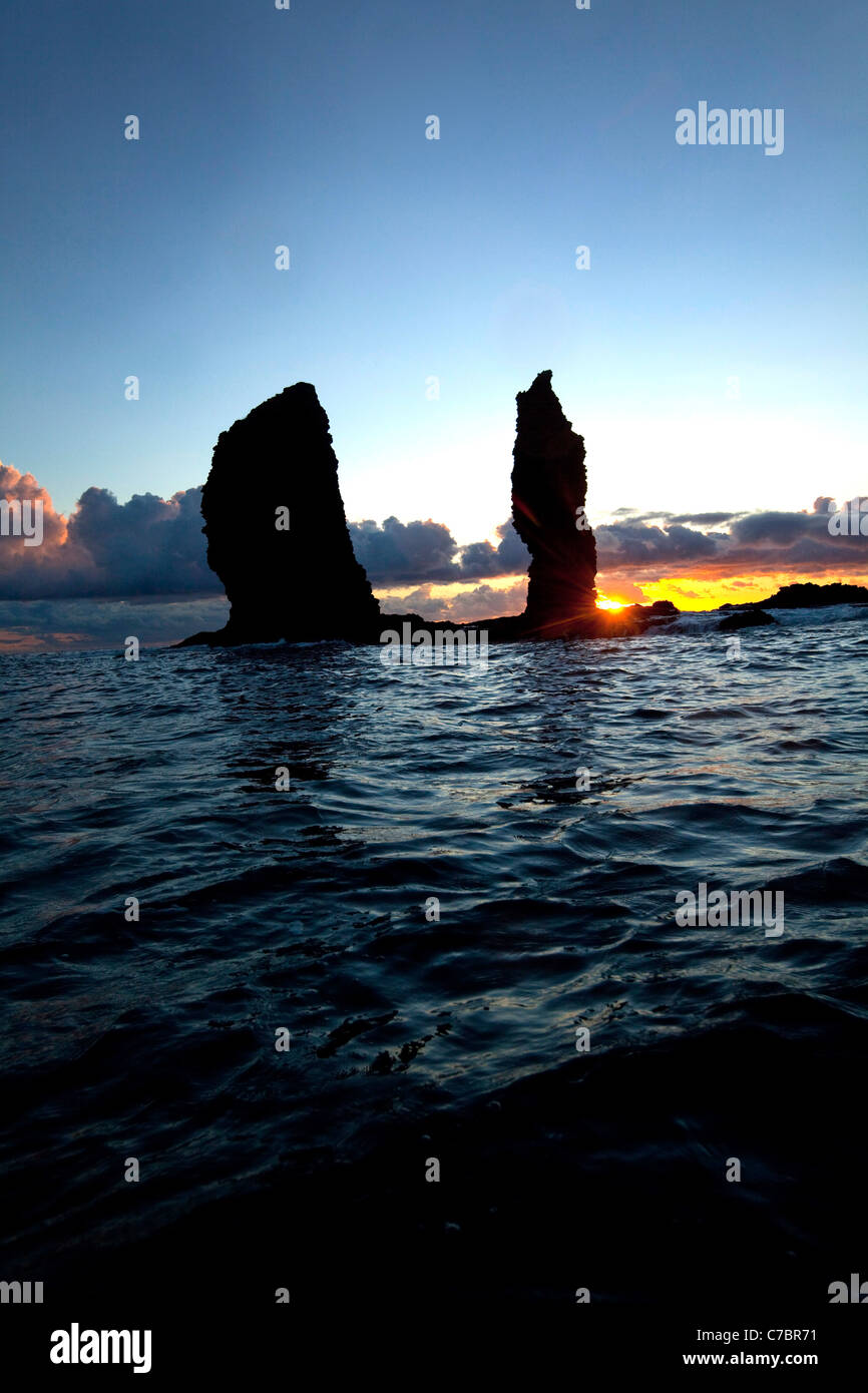 Nanahoa, pinnacoli, cinque aghi, Lanai, Hawaii Foto Stock