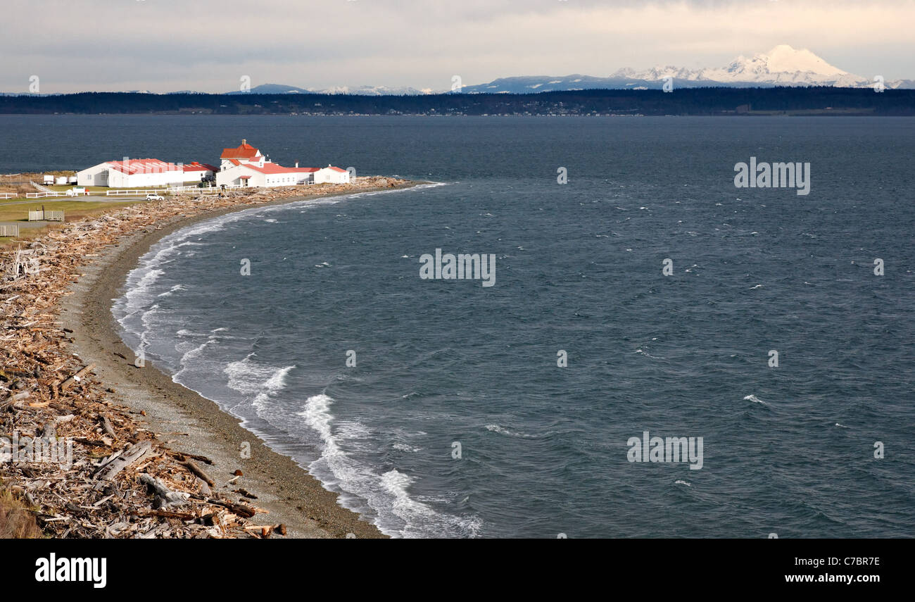 Marrowstone Point Lighthouse, Fort Flagler State Park, Washington, Stati Uniti d'America Foto Stock
